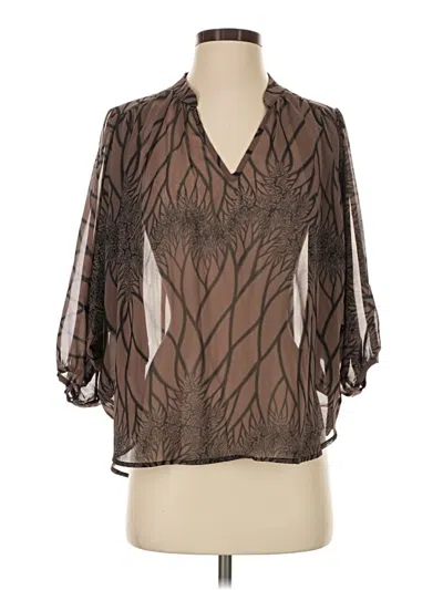 Pre-owned Tyche 3/4 Sleeve Blouse In Brown