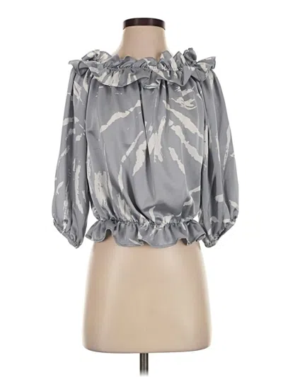 Pre-owned Tyche 3/4 Sleeve Blouse In Gray