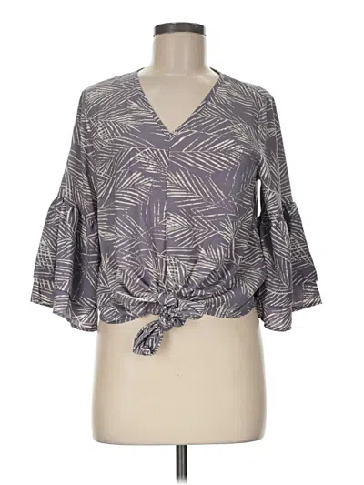 Pre-owned Tyche 3/4 Sleeve Blouse In Gray