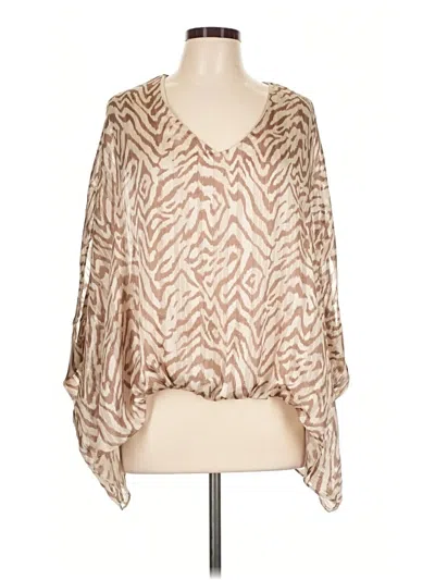 Pre-owned Tyche 3/4 Sleeve Blouse In Tan