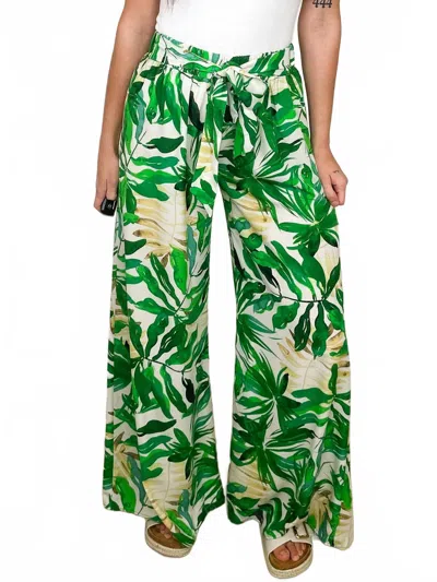 Tyche High-rise Lightweight Wide Leg Pants In Green In Multi