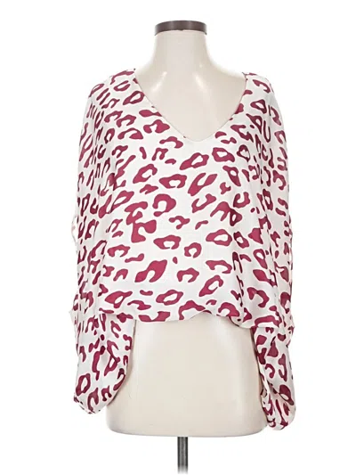 Pre-owned Tyche Long Sleeve Blouse In Burgundy