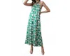 Tyche Modern Geo Cut Out Maxi Dress In Green + Beige In Multi