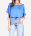 Tyche Off The Shoulder Night Out Top In Blue In Blue
