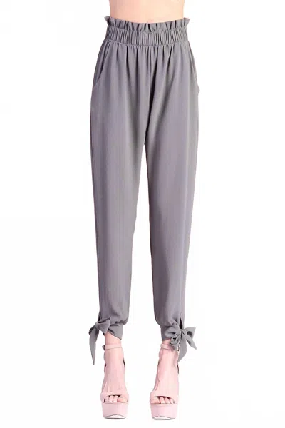 Tyche Ruffle Waist Ankle Pants In Medium Grey In Gray