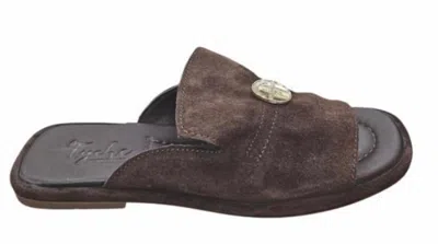 Tyche Women's Loyal Sandal In Chocolate Suede In White