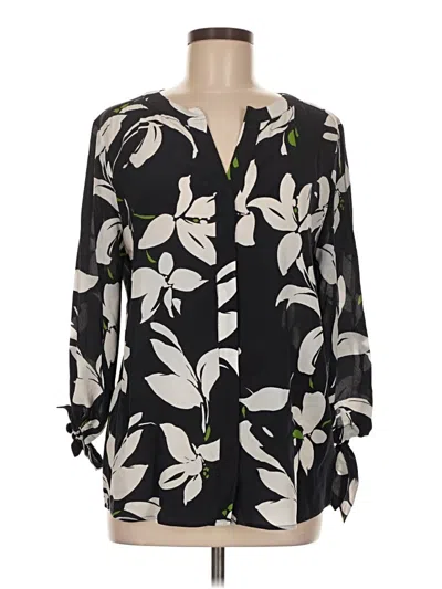 Pre-owned Tyler Boe 3/4 Sleeve Silk Top Blue Keyhole Neckline Tops