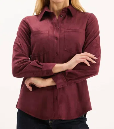 Tyler Boe Addison Faux Suede Shirt In Tawny Port In Red