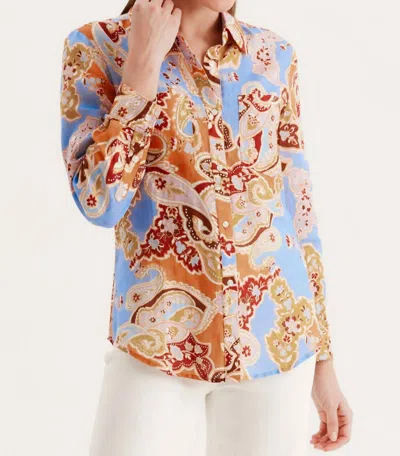 TYLER BOE ADDISON LINEN PAISLEY BLOUSE IN MULTI