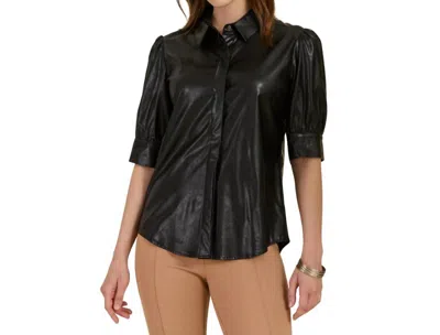Tyler Boe Alice Pleather Shirt In Black