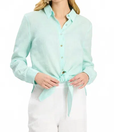 Tyler Boe Amara Linen Shirt In Bleached Aqua In Multi