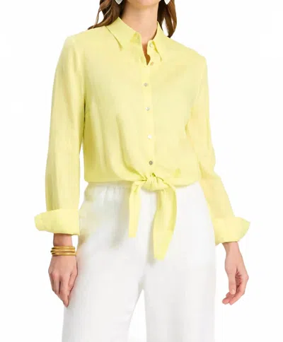 Tyler Boe Amara Linen Tie Front Shirt In Sunny Lime In Yellow