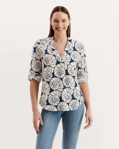 Tyler Boe Anna Linen Cotton Shell Shirt In Bellweather Blue In Multi