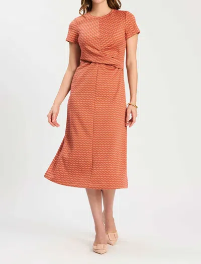 Tyler Boe Blair Knit Chevron Dress In Rosette Shell Sand In Orange