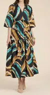Tyler Boe Cara Midi Dress In Sound Wave In Multi