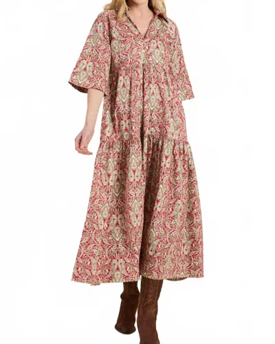 Tyler Boe Cara Paisley Midi Dress In Red Multi In Pink