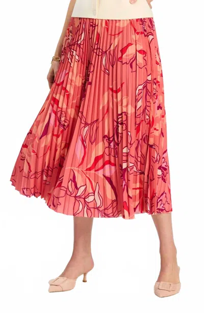 Tyler Boe Cara Pleated Skirt In Peachy Floral In Multi