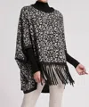 Tyler Boe Cheetah Poncho Sweater In Black In Black