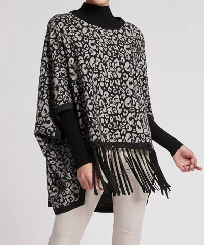 Tyler Boe Cheetah Poncho Sweater In Black