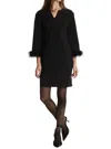 Tyler Boe Chelsea Ponte Feathers Dress In Black In Black
