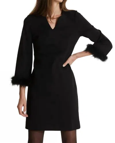 Tyler Boe Chelsea Ponti Feather Dress In Black