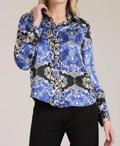 Tyler Boe Chloe Charmeuse Diamonds Shirt In Black
