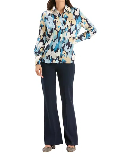 Tyler Boe Chloe Silk Clouds Shirt In Blue Multi