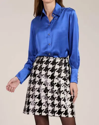 Tyler Boe Chloe Silk Long Sleeve Blouse In Sapphire In Blue
