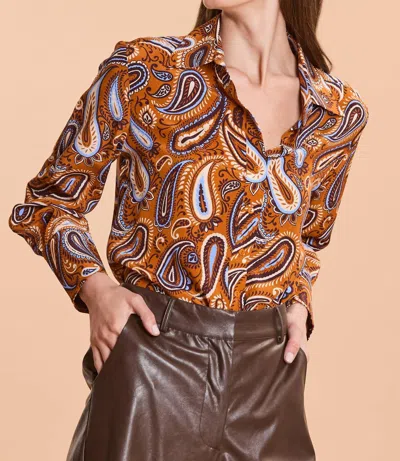 Tyler Boe Chloe Silk Paisley Shirt In Multi In Brown