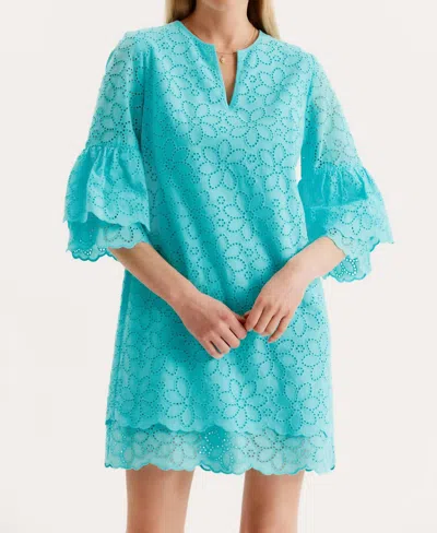 Tyler Boe Christa Eyelet Dress In Aruba In Blue