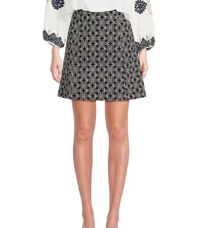 Tyler Boe Cindy Embroidered Skirt In Navy In Blue