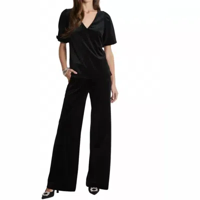 Tyler Boe Claire Velvet Puff Sleeve Top In Black