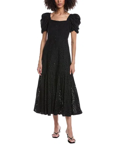 Tyler Boe Cleo Eyelet Midi Dress In Black