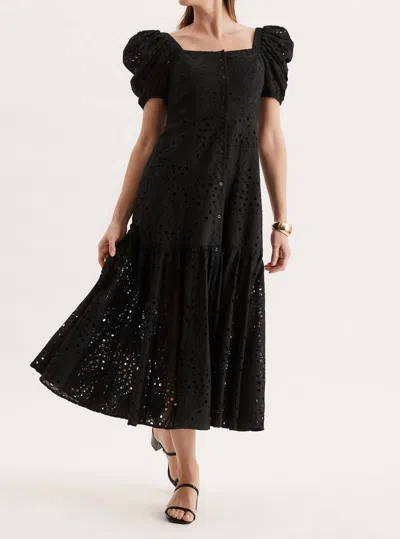 Tyler Boe Cleo Eyelet Midi Dress In Black