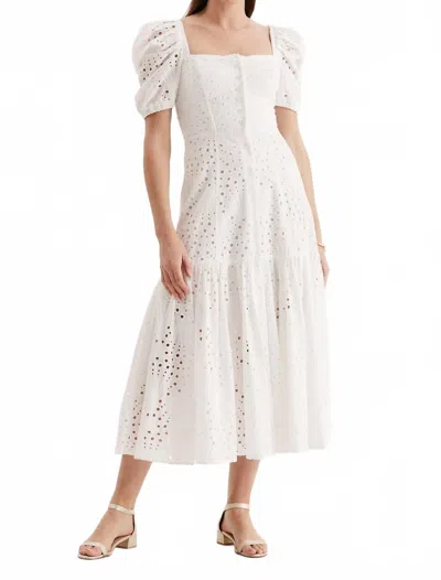 Tyler Boe Cleo Eyelet Midi Dress In White