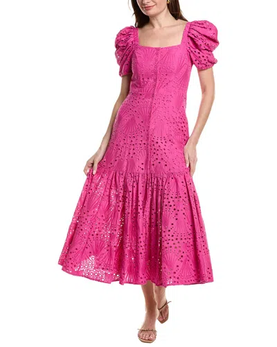 Tyler Boe Cleo Eyelet Midi Dress In Pink