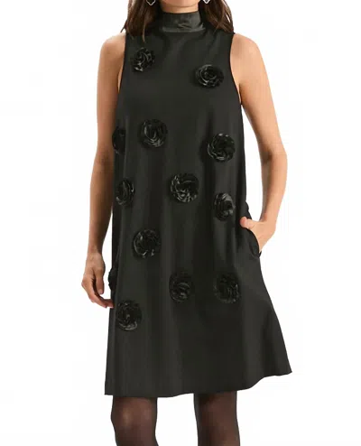 Tyler Boe Cleo Ponte Satin Trim Dress In Black