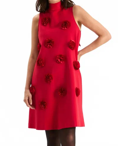 Tyler Boe Cleo Ponte Mini Dress With Satin Trim In Classic Red