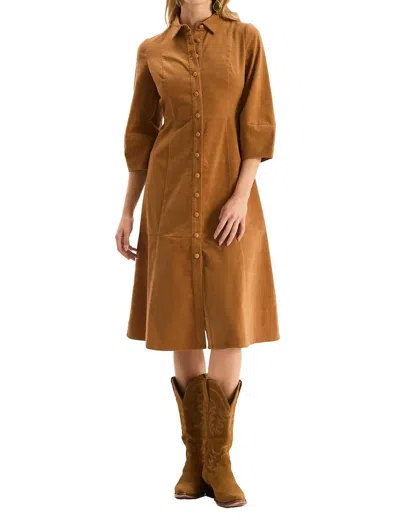 Tyler Boe Corduroy Midi Dress In Leather Brown