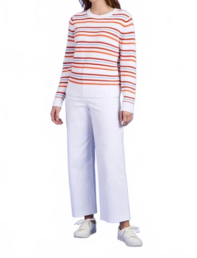 Tyler Boe Cory Cotton Textured Stripe Sweater In Orange And Sapphire
