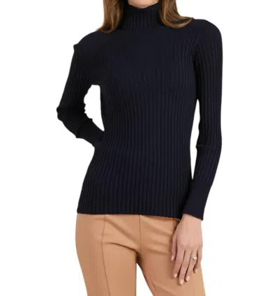 Tyler Boe Cotton Cashmere Rib Turtleneck Sweater In Black In Blue