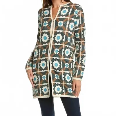 Tyler Boe Crocheted Mid Length Cardigan Sweater In Multicolor