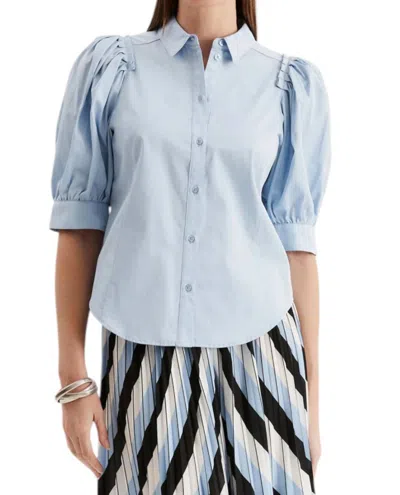Tyler Boe Dana Pleated Shoulder Blouse In Light Blue