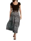 Tyler Boe Daphine Linen Graphic Paisley Skirt In Black In Black
