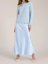 Tyler Boe Edie Charmeuse Skirt In Lt Blue In Multi
