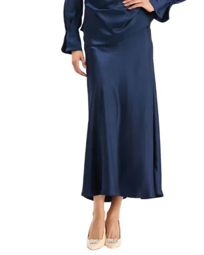 Tyler Boe Edie Charmeuse Skirt In Mid Navy In Blue
