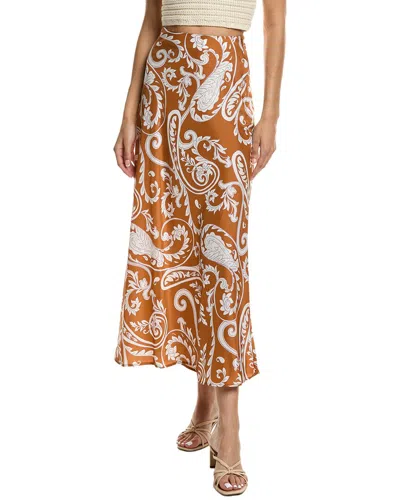 Tyler Boe Edie Silk Midi Skirt In Brown