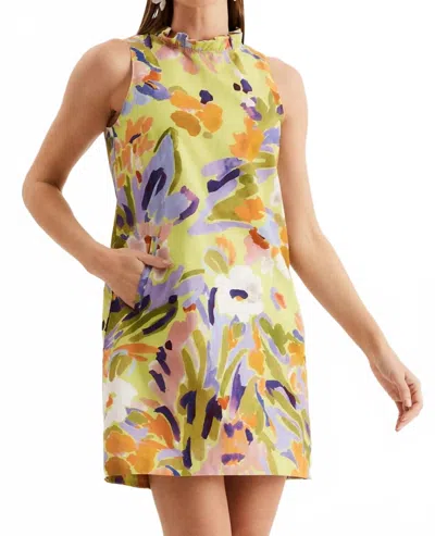 TYLER BOE ELLA CHARTRUSE PRINT DRESS IN MULTI