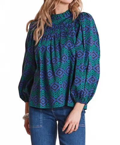 Tyler Boe Ella Cotton Tapestry Top In Multi In Blue