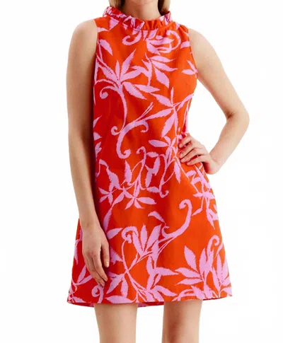 Tyler Boe Ella Mini Dress In Tropical Orchid Print In Orange